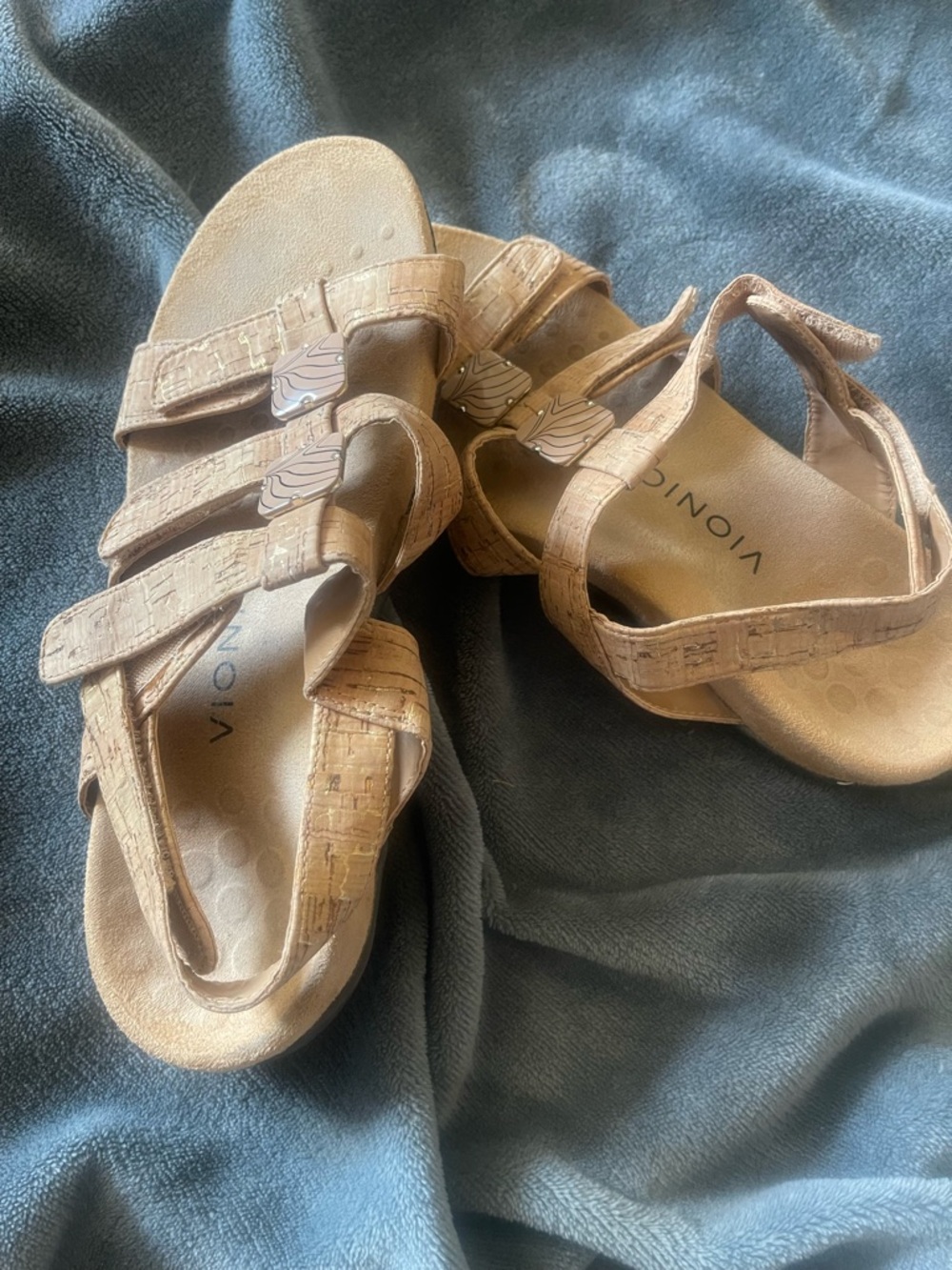 VIONIC Womens Rest Amber Gold/Cork Leather Orthopedic Sandal Shoes Size 7.5